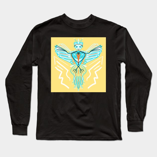 Turquoise Thunderbird Long Sleeve T-Shirt by laceylschmidt